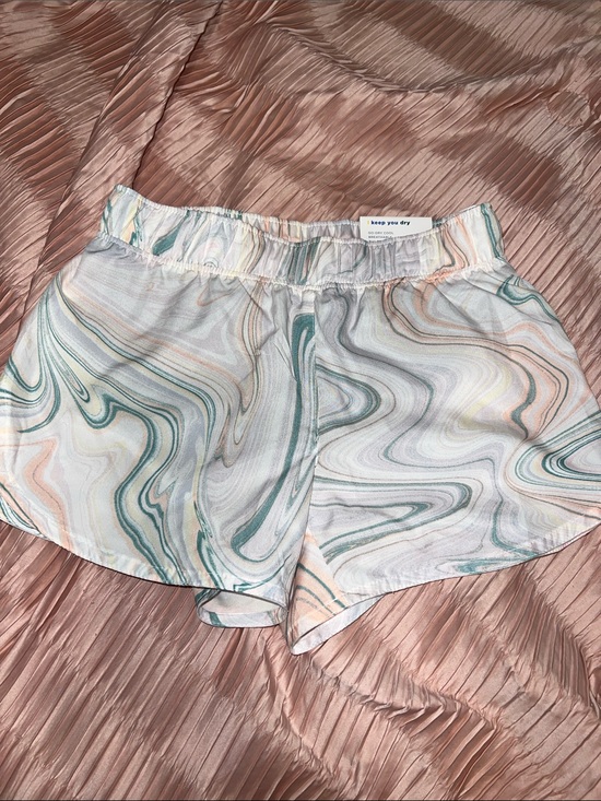 Other - Marble-Print Satin Sleep Shorts in Pastel Green & Peach
